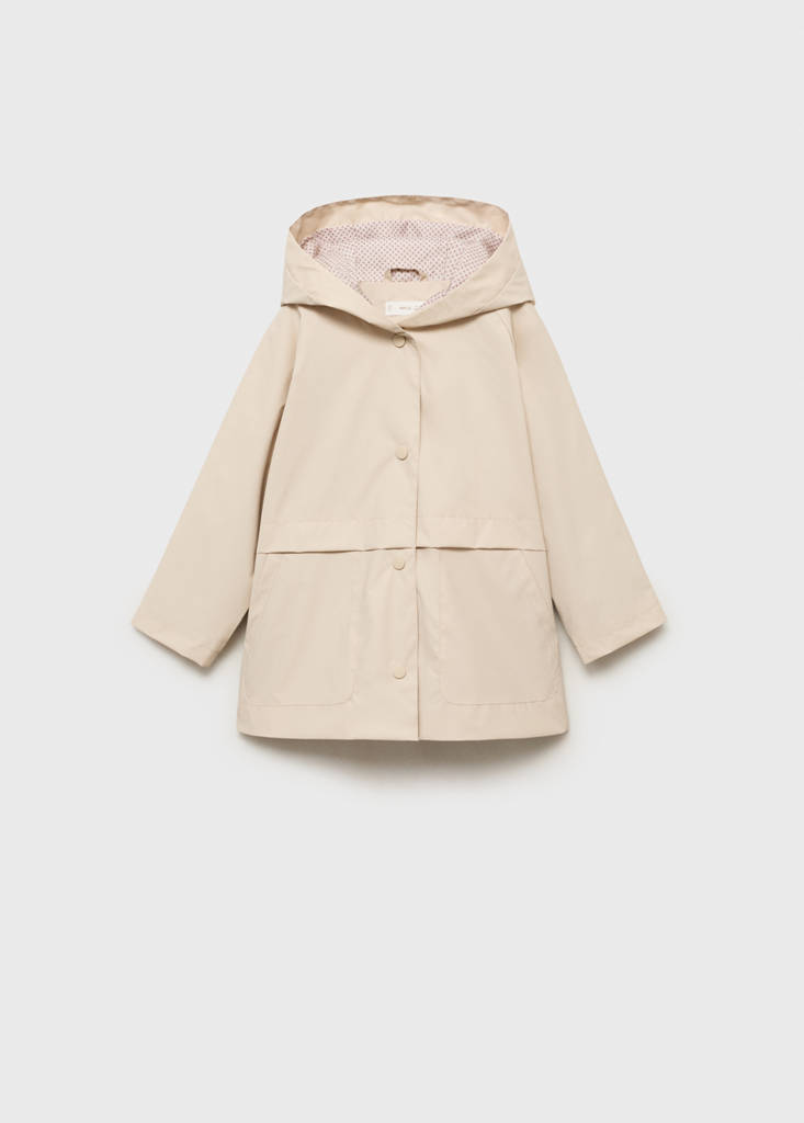 Rubberised parka with hood — Ecru