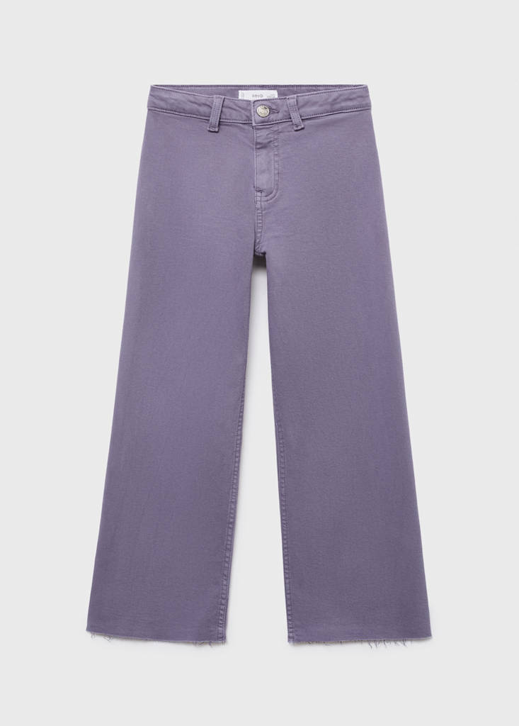 MANGO KIDS - Jean wideleg revers effilochés violet - 12 - Fille