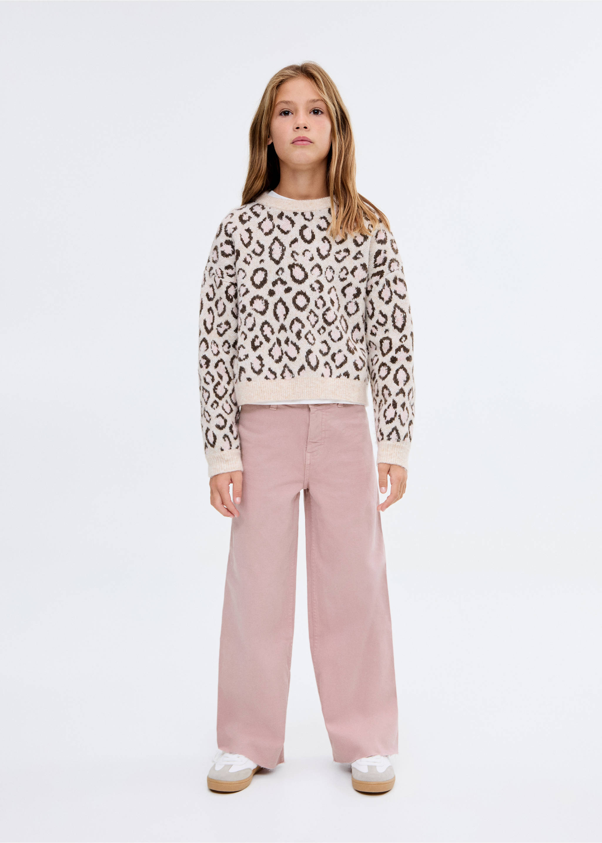 Jean wideleg revers effilochés - Plan général, Rose. Ref: 17082534-00.