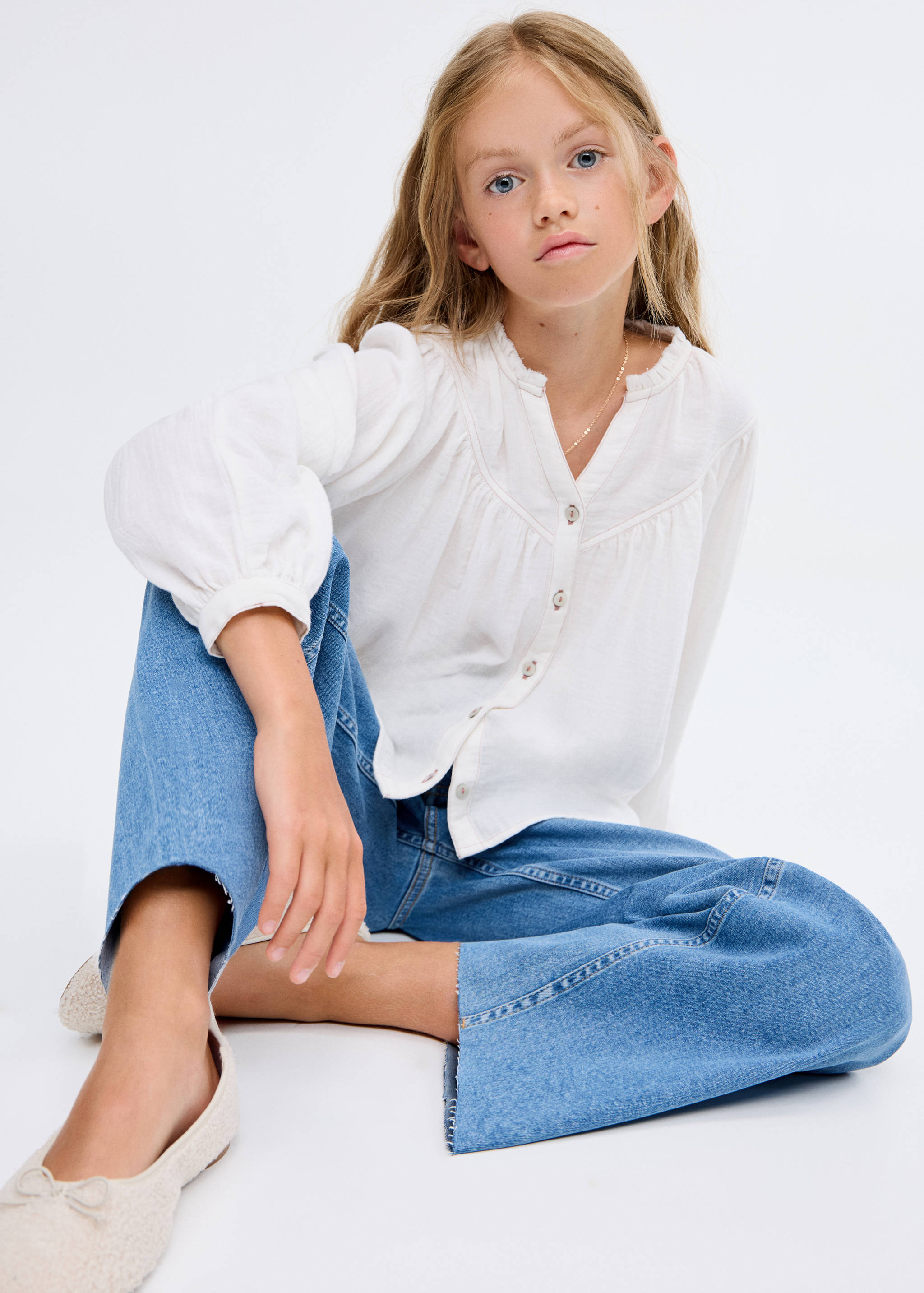 Wideleg low frayed hem jeans - Medium plane