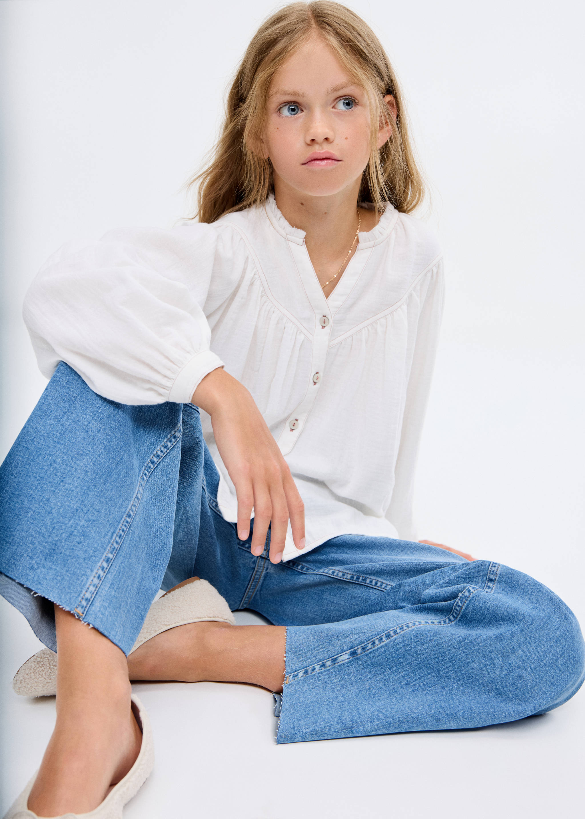Wideleg low frayed hem jeans - Details of the article 1
