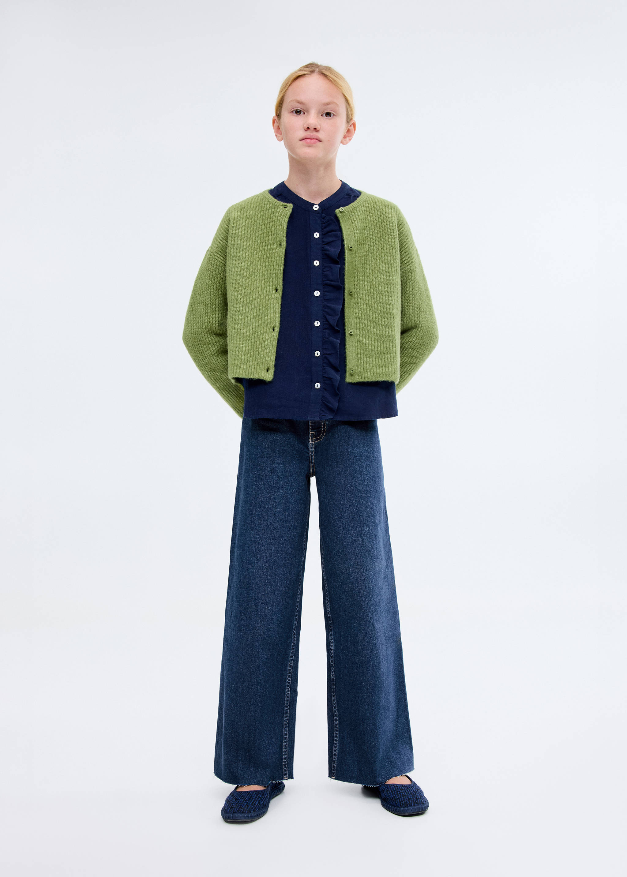 Wideleg low frayed hem jeans - General plane