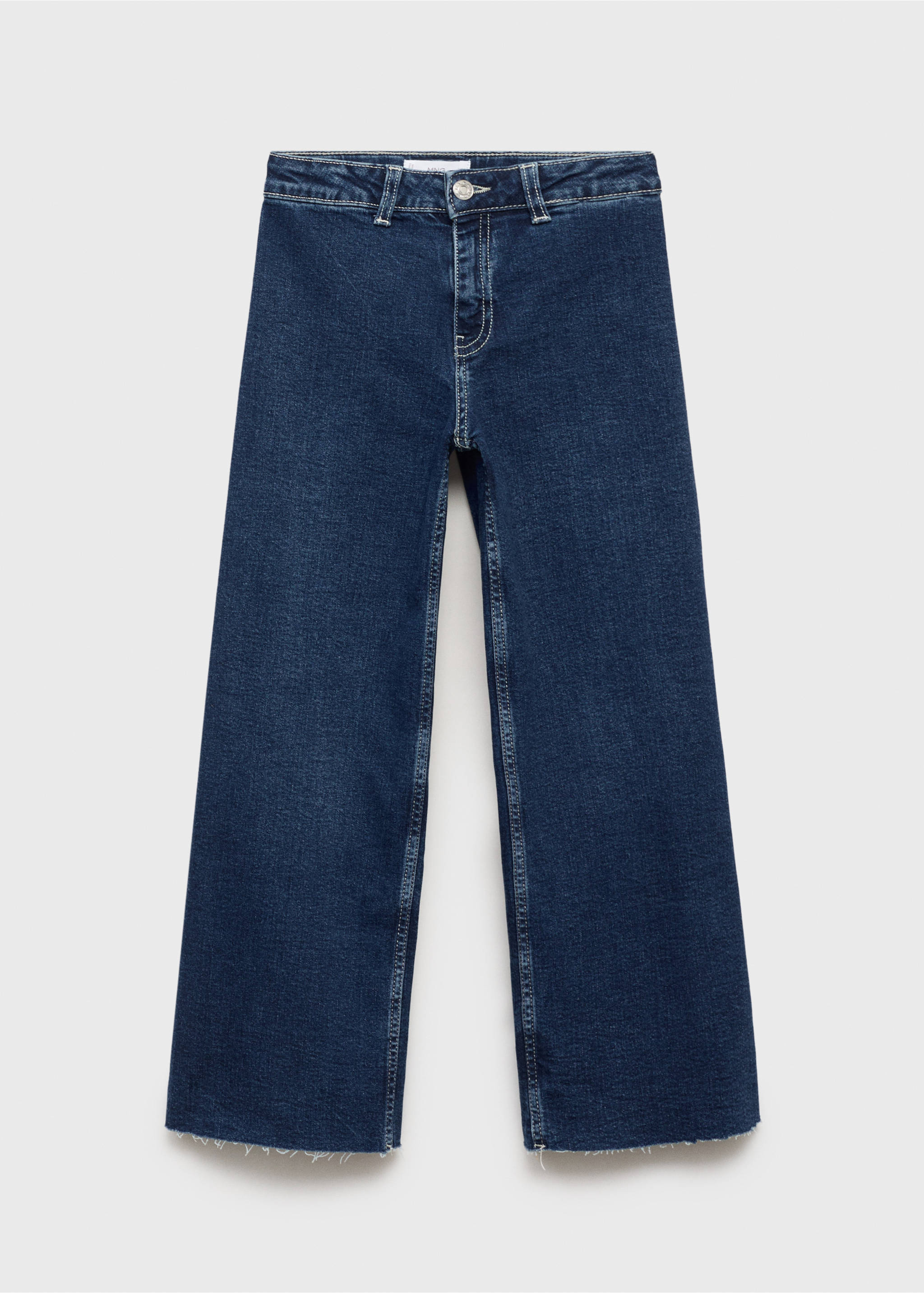 Jean wideleg revers effilochés - Article sans modèle, Bleu foncé. Ref: 17082534-00.
