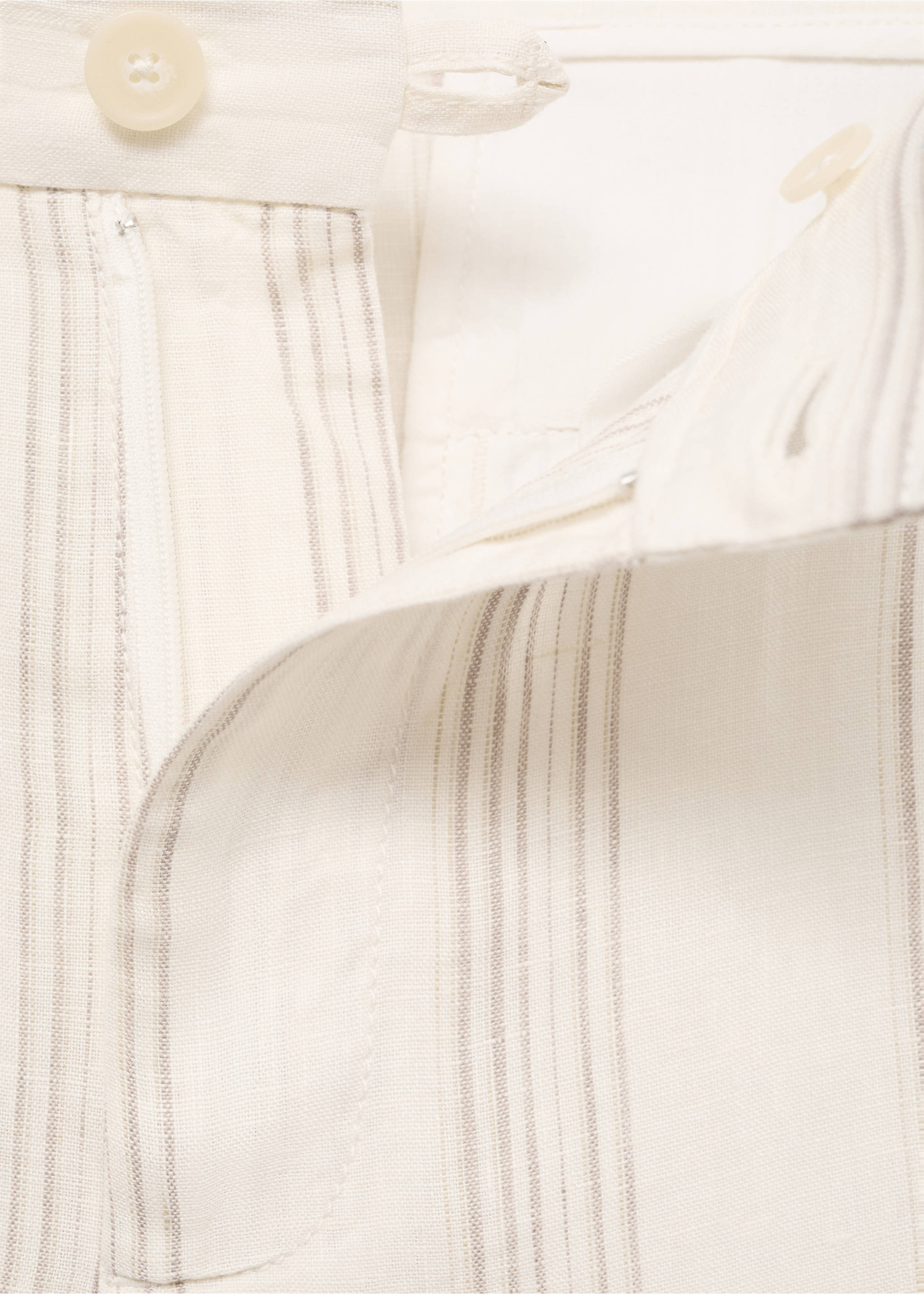 100% linen pants with elastic waistband - Details of the article 8, Off White. Ref: 17082893-00.