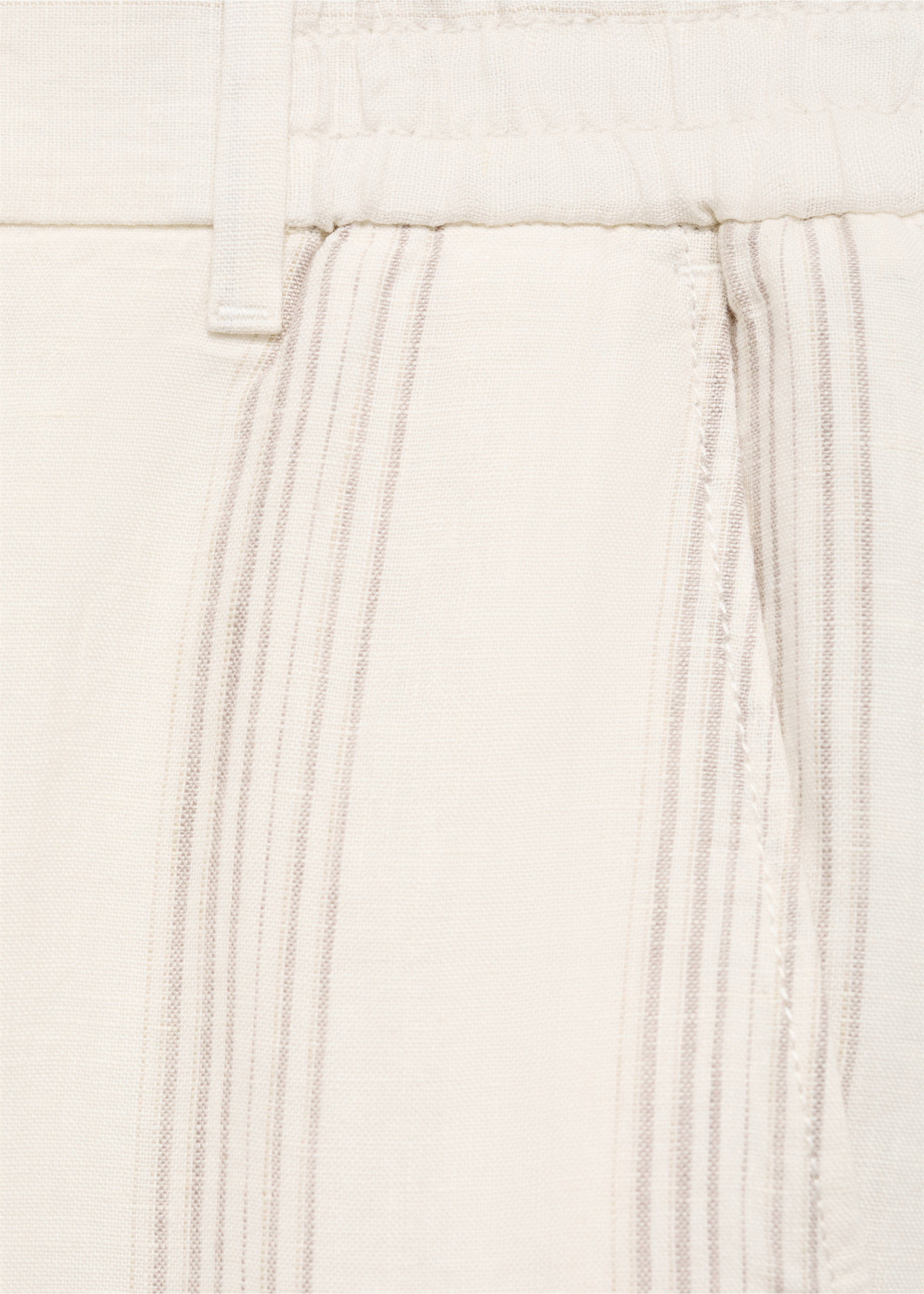 100% linen pants with elastic waistband - Details of the article 0, Off White. Ref: 17082893-00.
