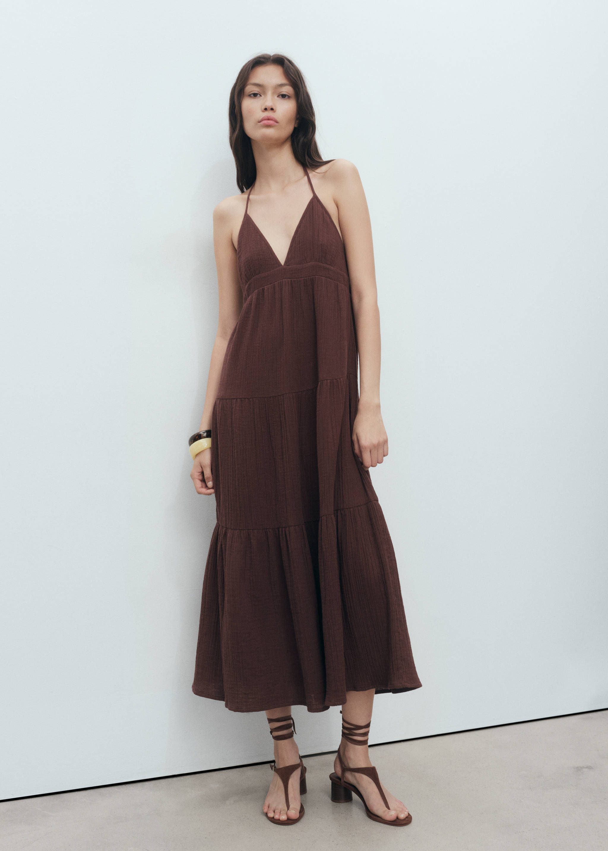 V-neck cotton dress - General plane