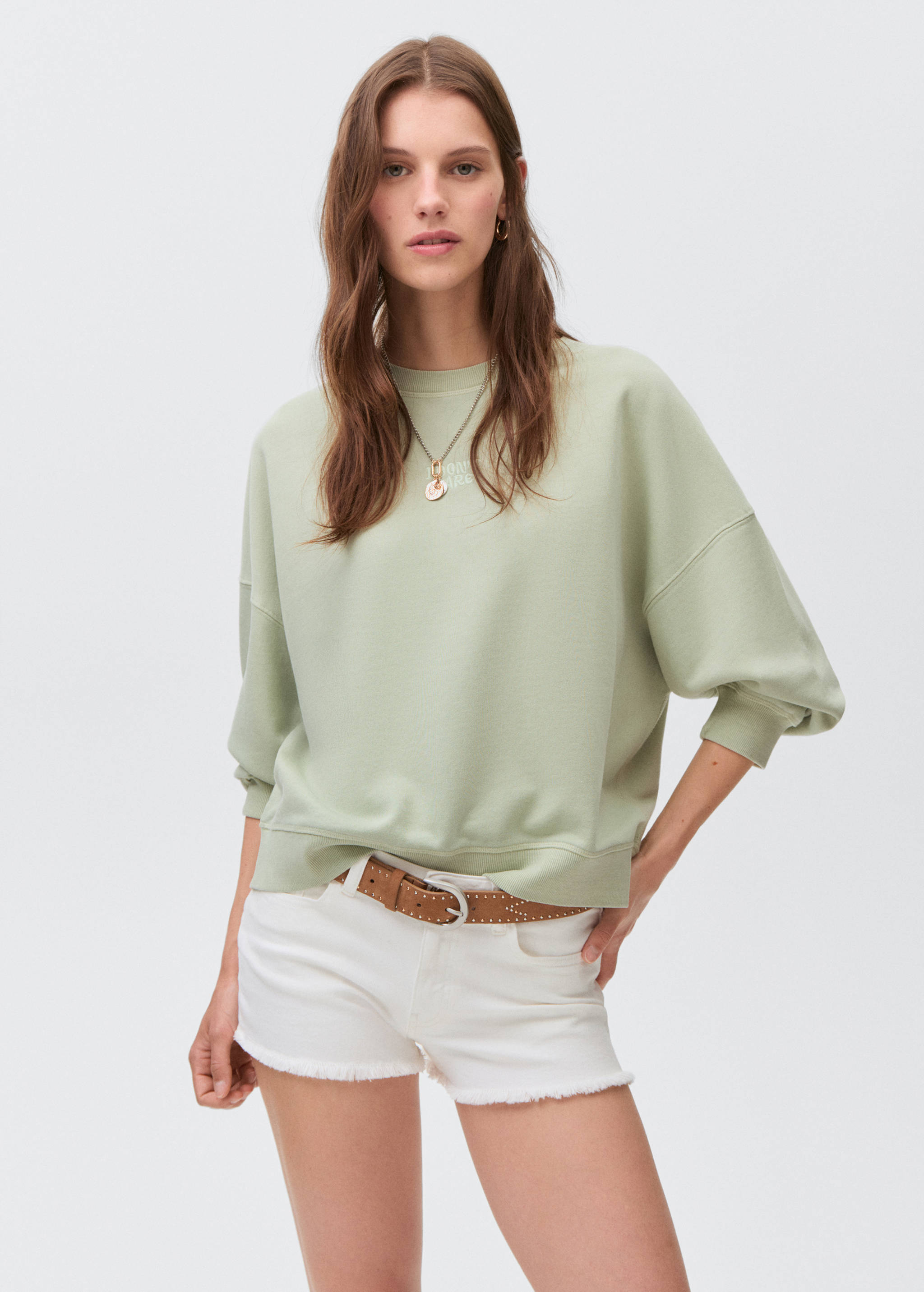 Принтованный свитшот из хлопка - Средний план