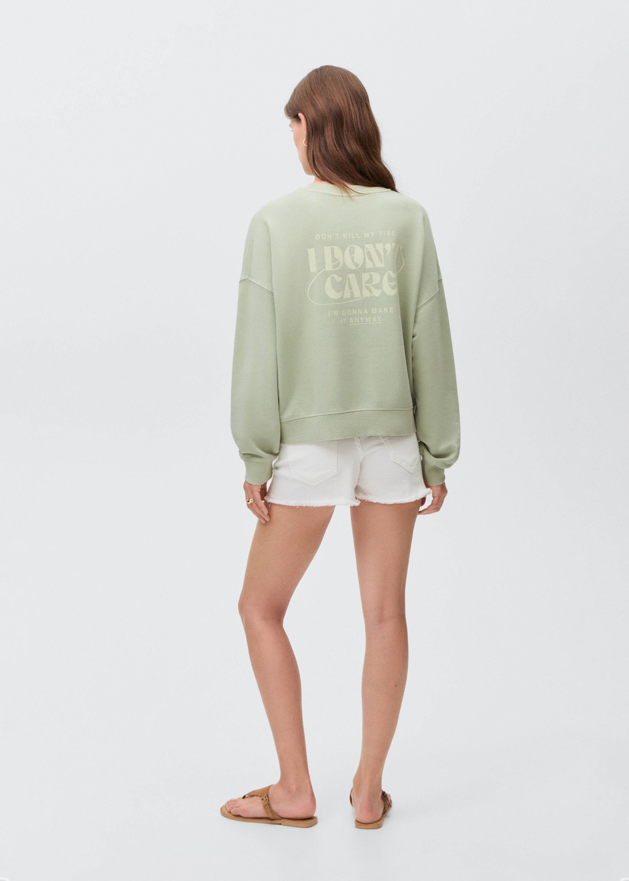 Принтованный свитшот из хлопка - Обратная сторона изделия