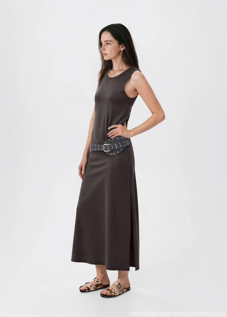 Long knitted dress — Charcoal