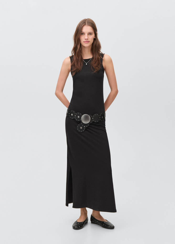 Long knitted dress — Black
