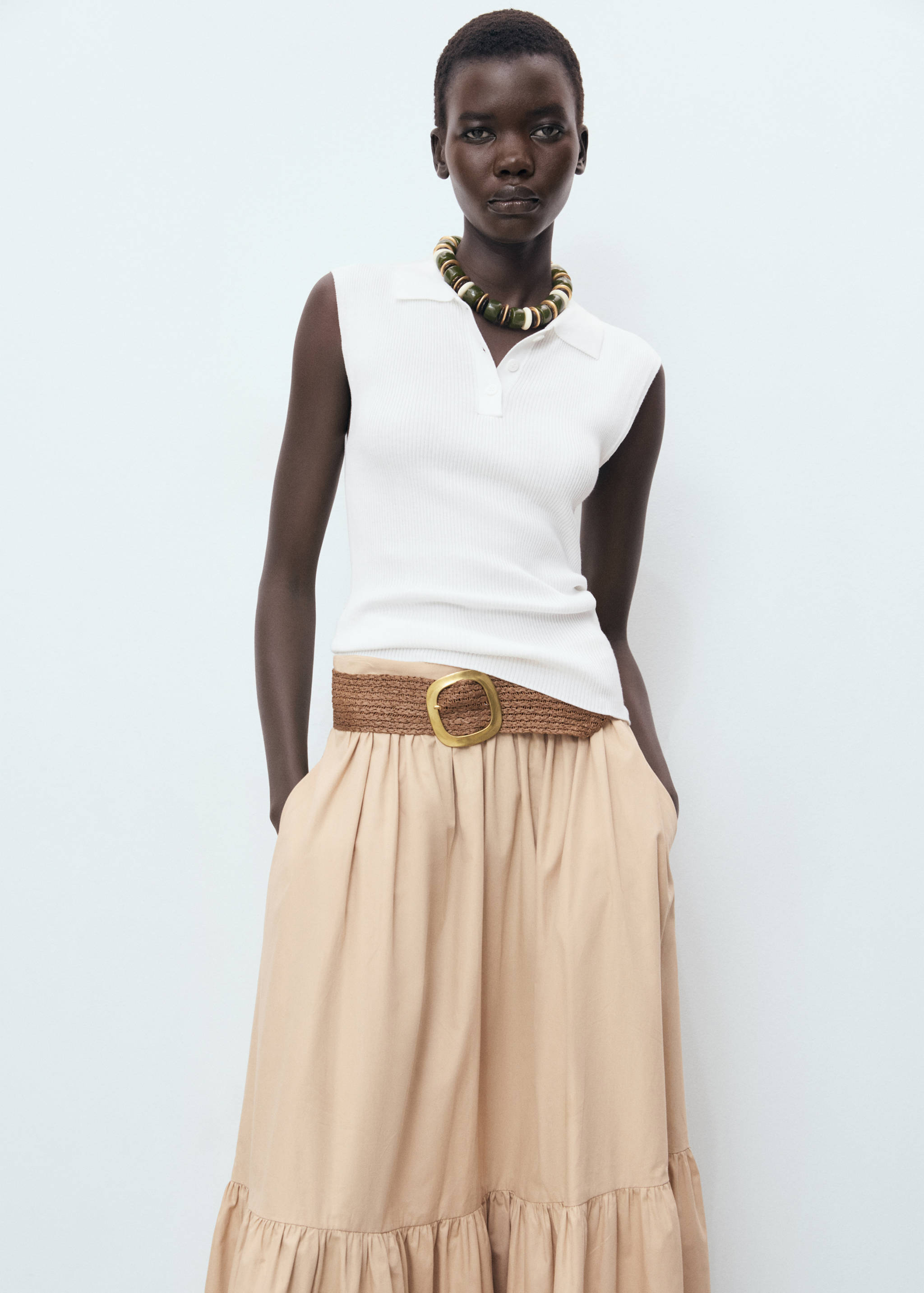 Polo-neck knitted top - Medium plane