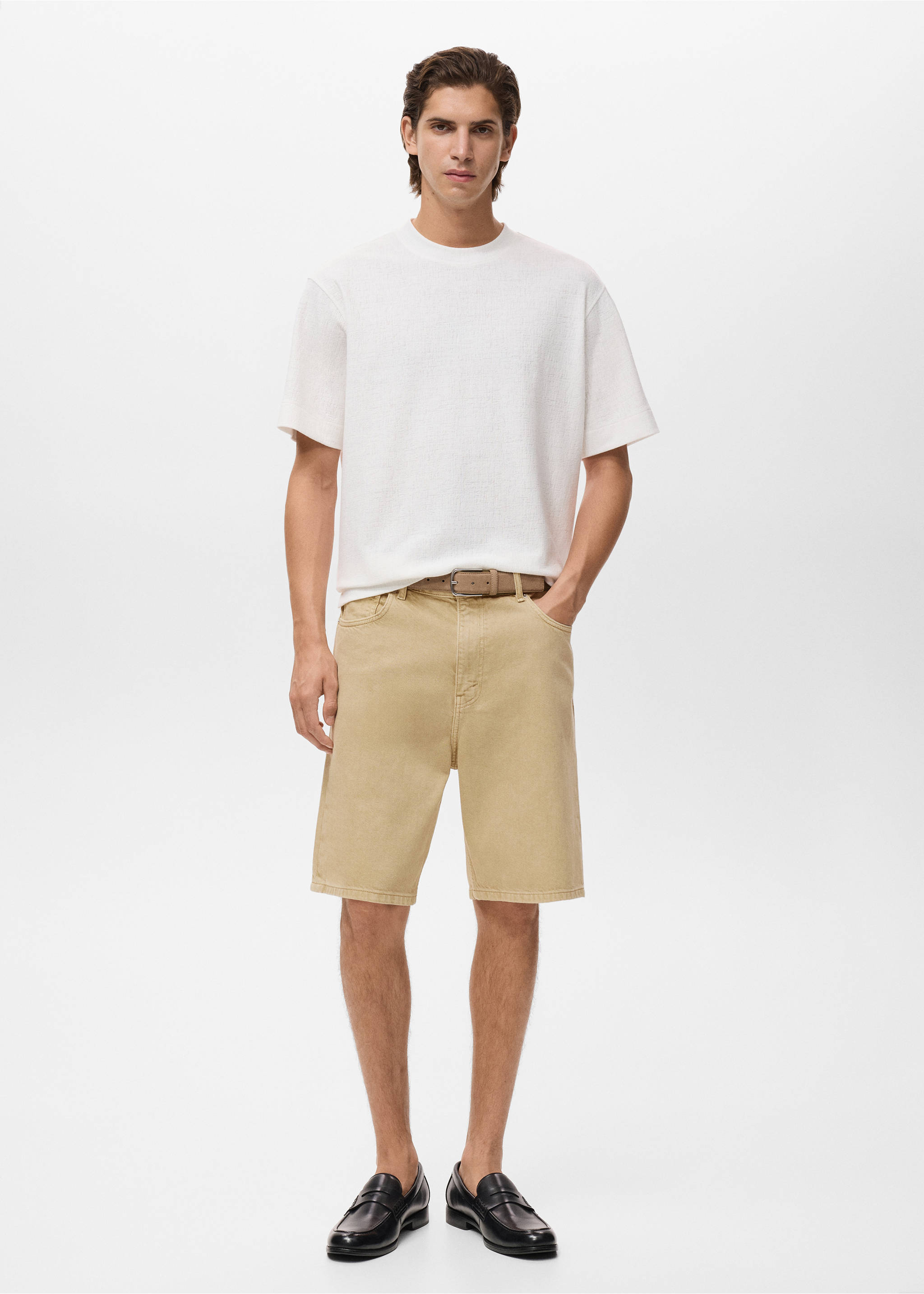 Denim relaxed-fit bermuda shorts - General plane, Beige. Ref: 17082899-00.