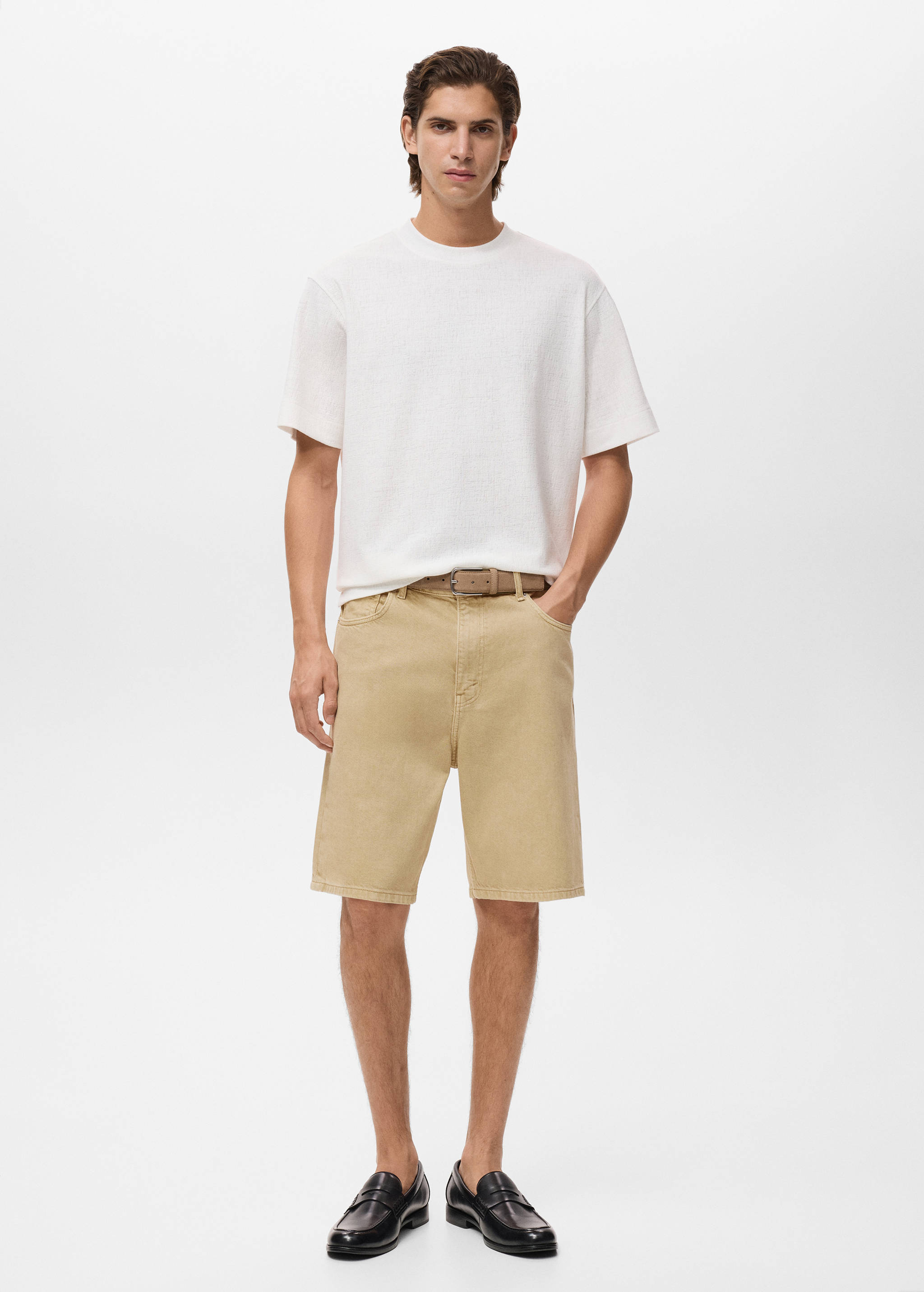 Denim relaxed-fit bermuda shorts - General plane