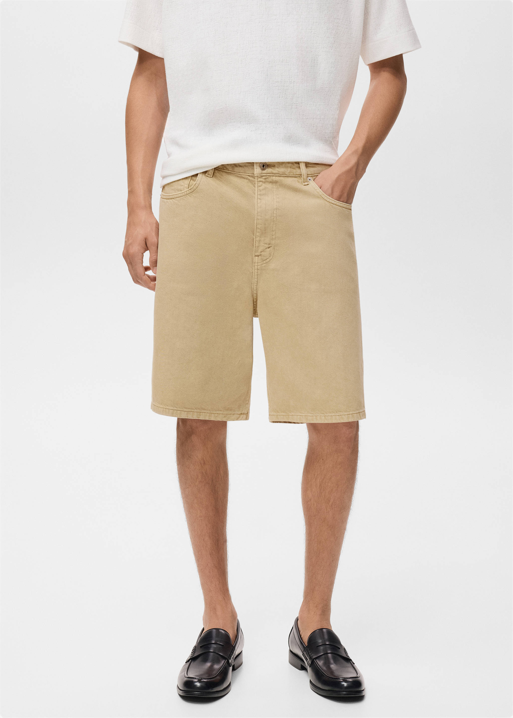 Denim relaxed-fit bermuda shorts - Medium plane