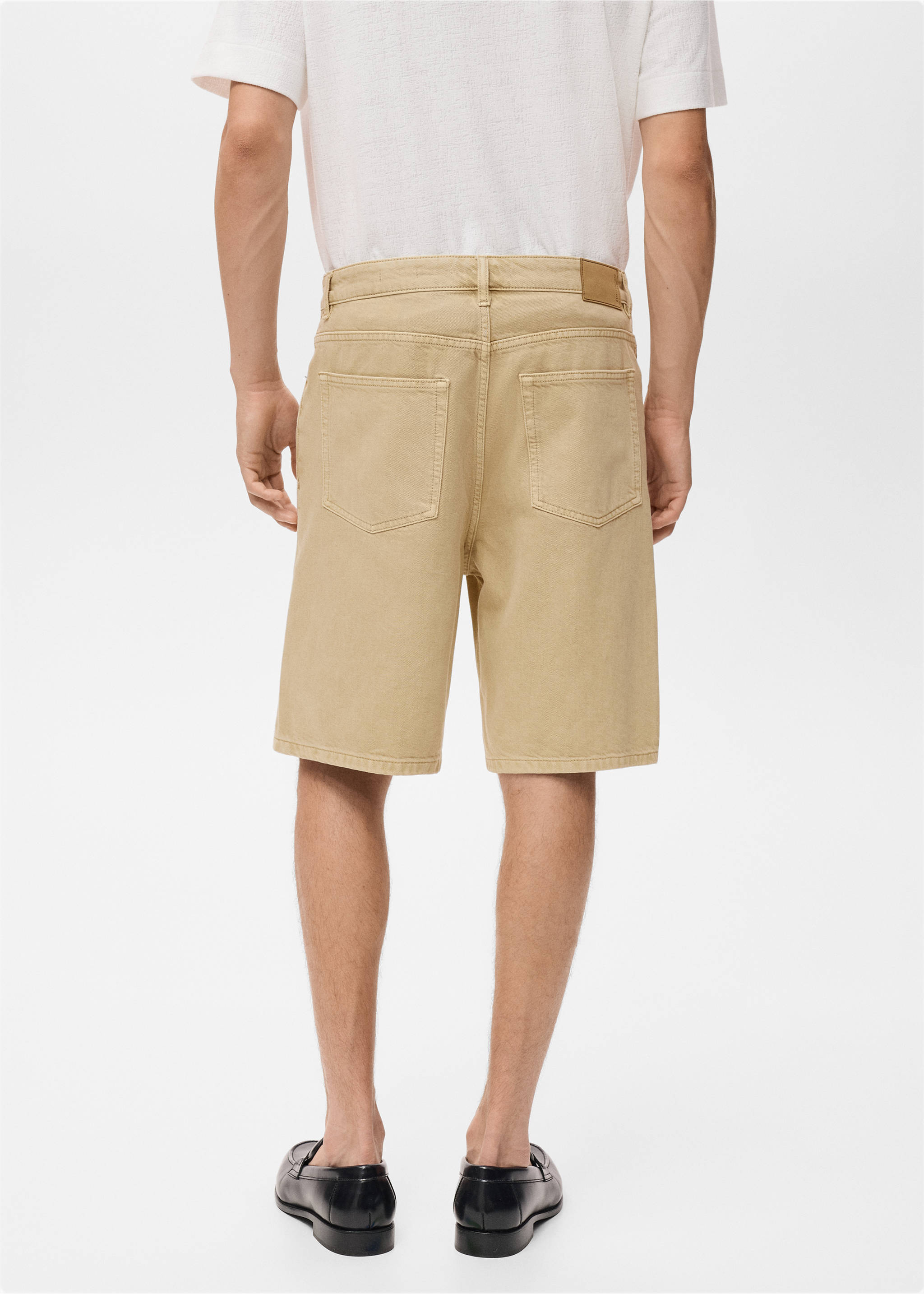 Denim relaxed-fit bermuda shorts - Reverse of the article, Beige. Ref: 17082899-00.