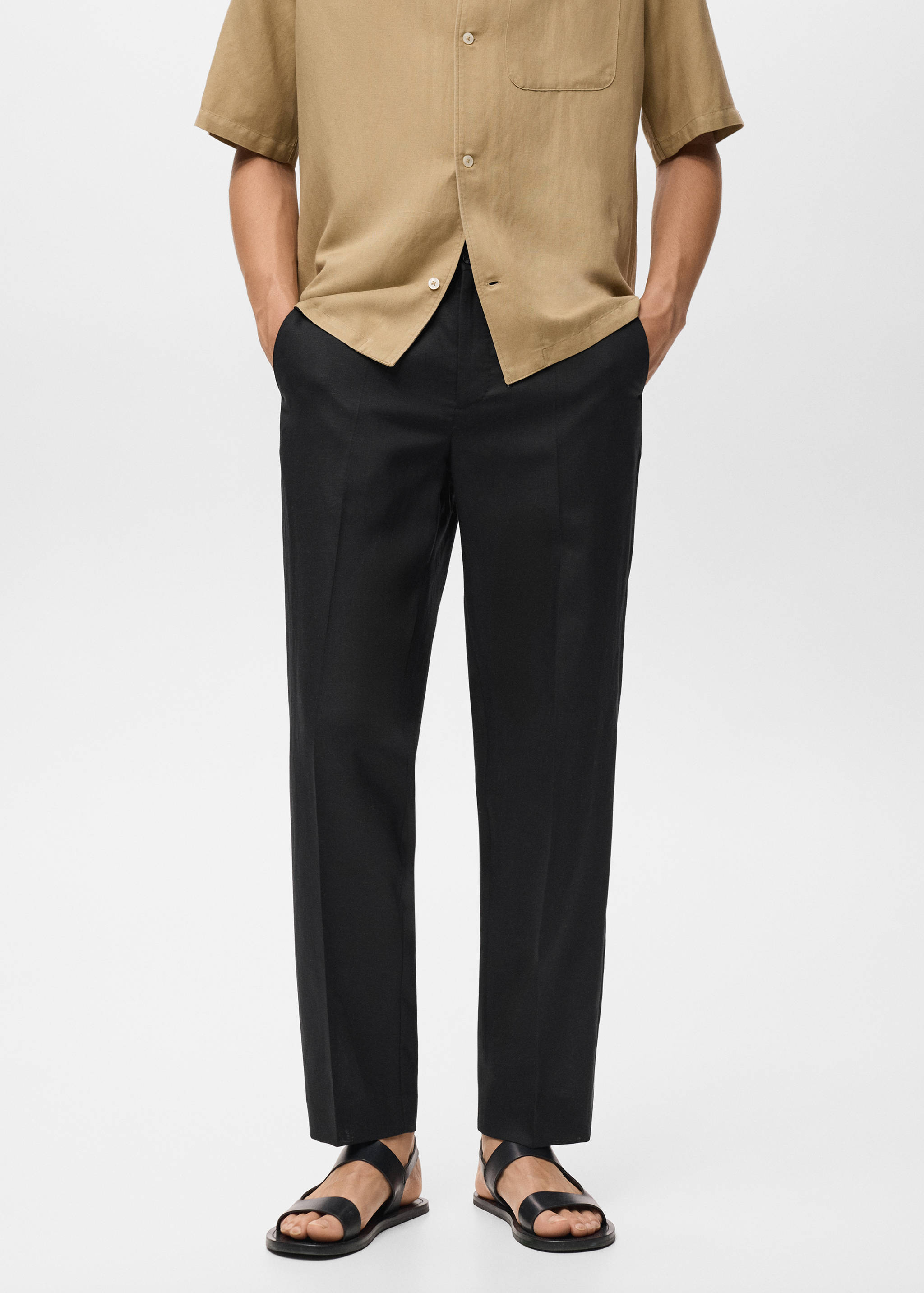Straight-leg pants in a linen and lyocell blend - Medium plane