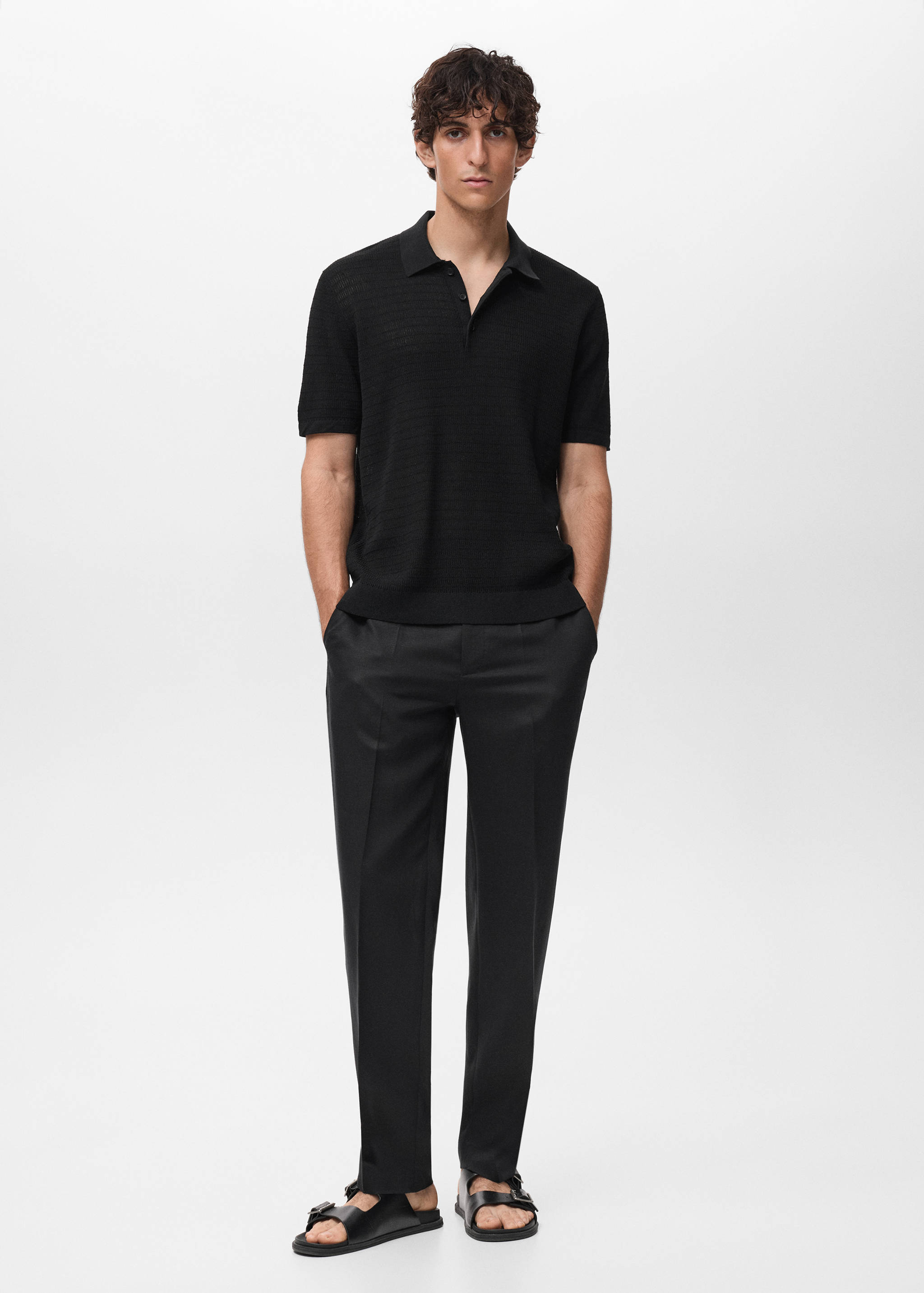 Fine-knit cotton polo shirt - General plane