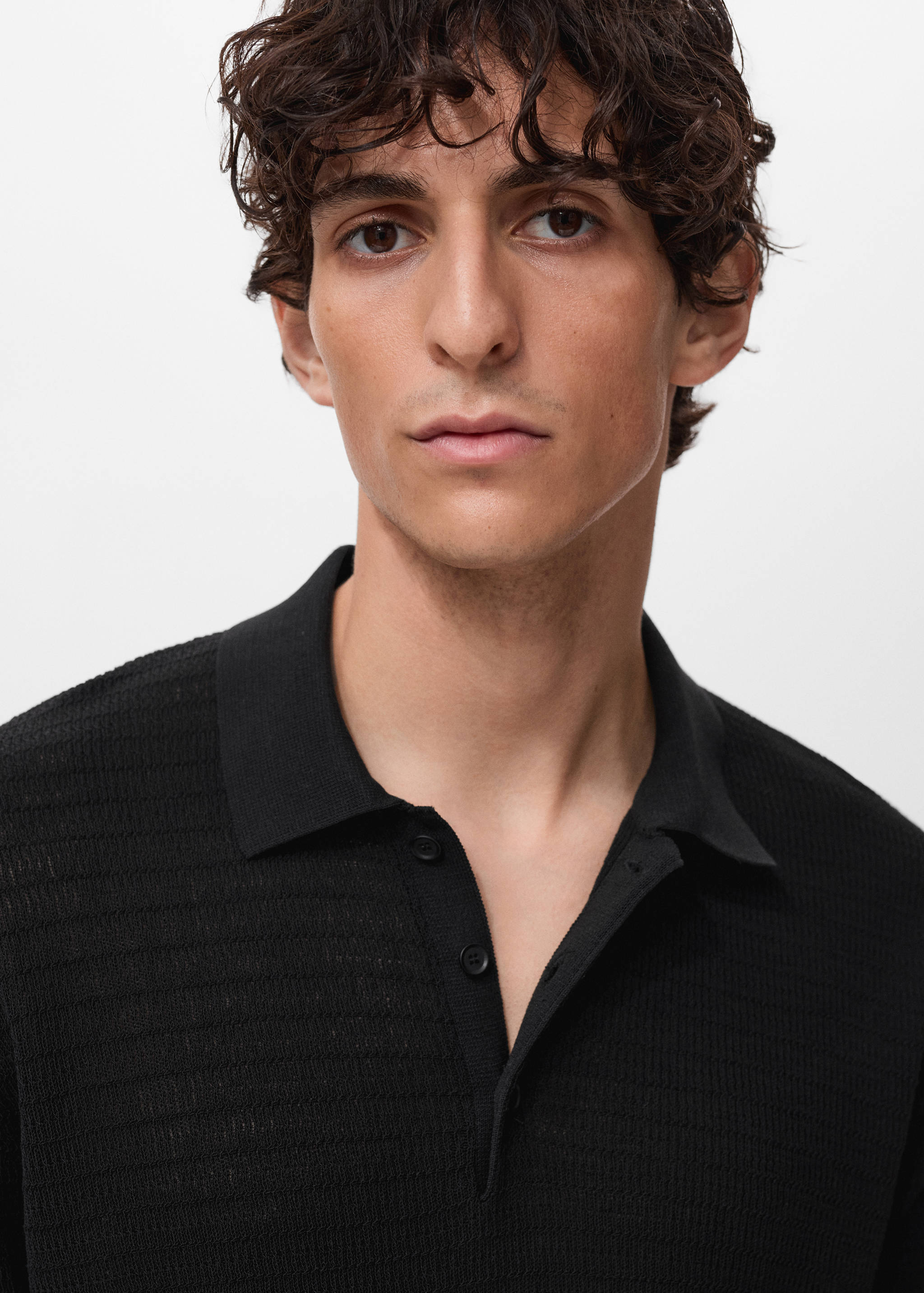 Fine-knit cotton polo shirt - Details of the article 1