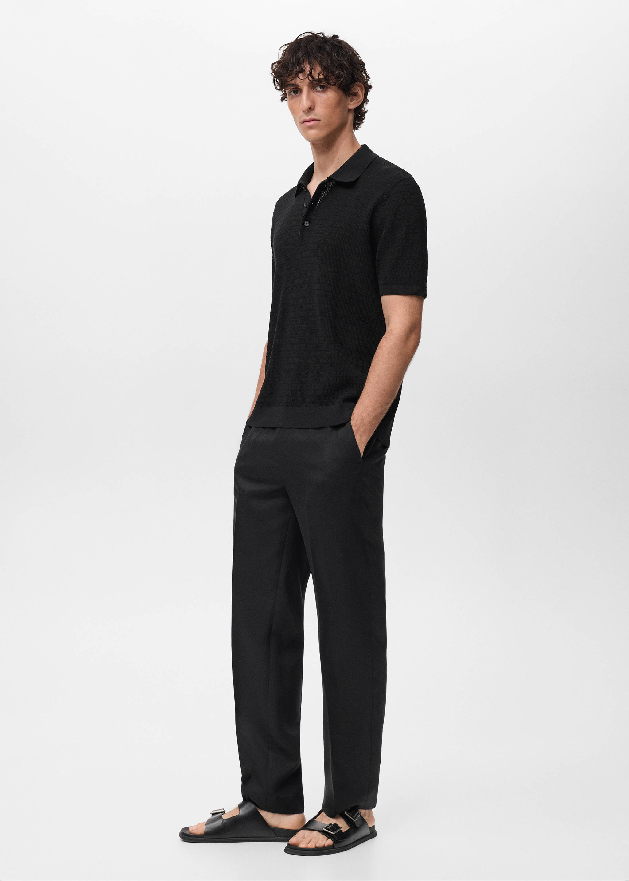 Fine-knit cotton polo shirt - Details of the article 2