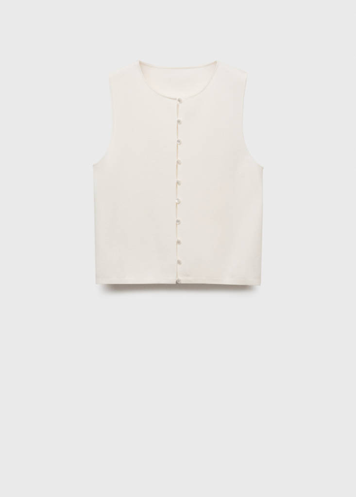 Fine-knit waistcoat with buttons — White