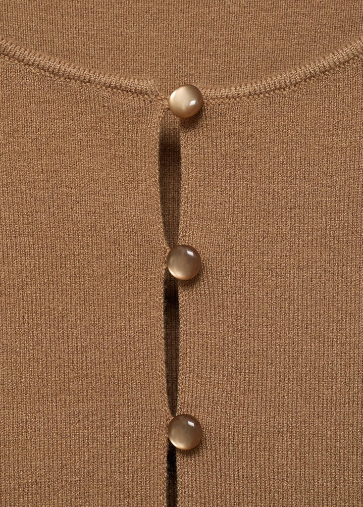 Fine-knit waistcoat with buttons — Medium Brown