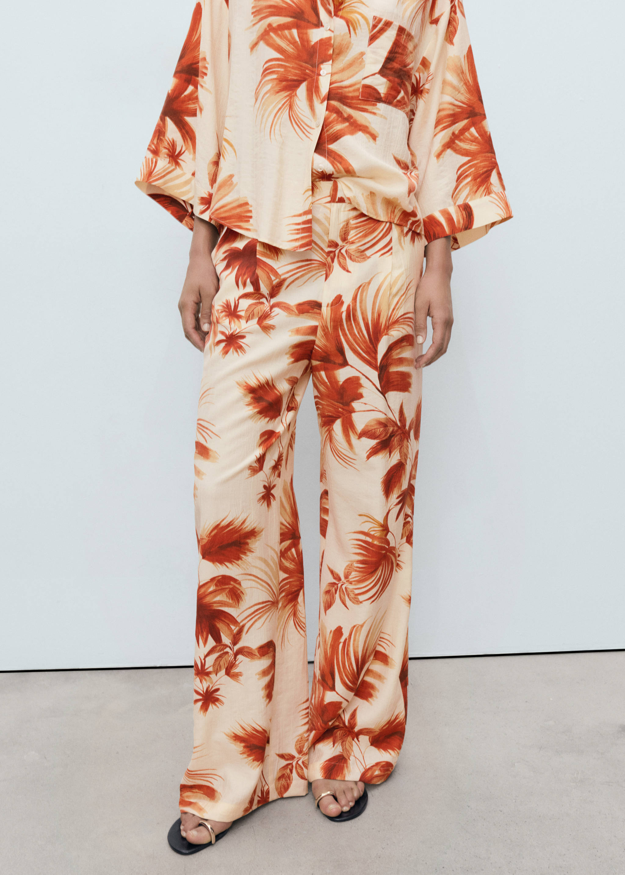 Straight-leg pants with palm tree print - Medium plane