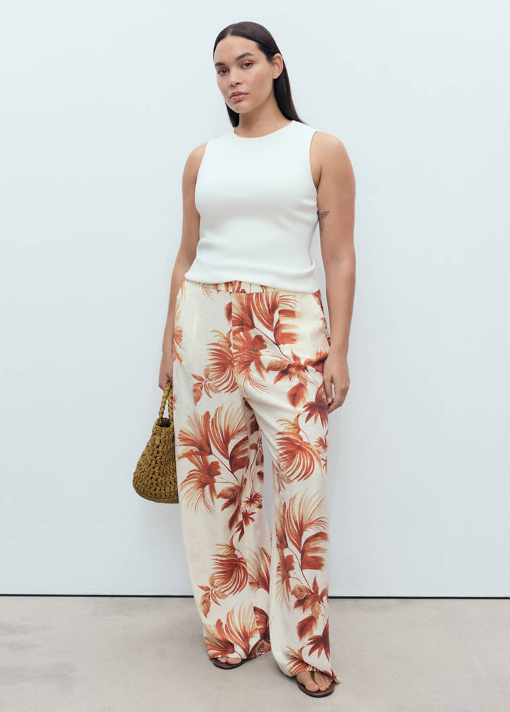 Straight-leg trousers with palm tree print — Off White