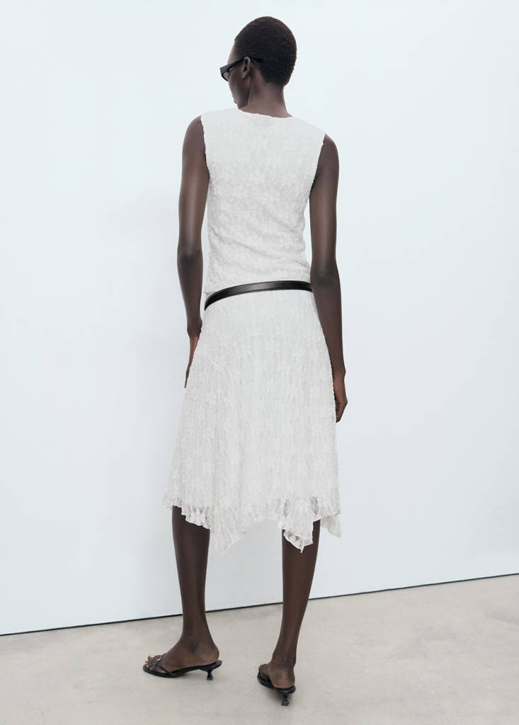 Lace midi skirt — White