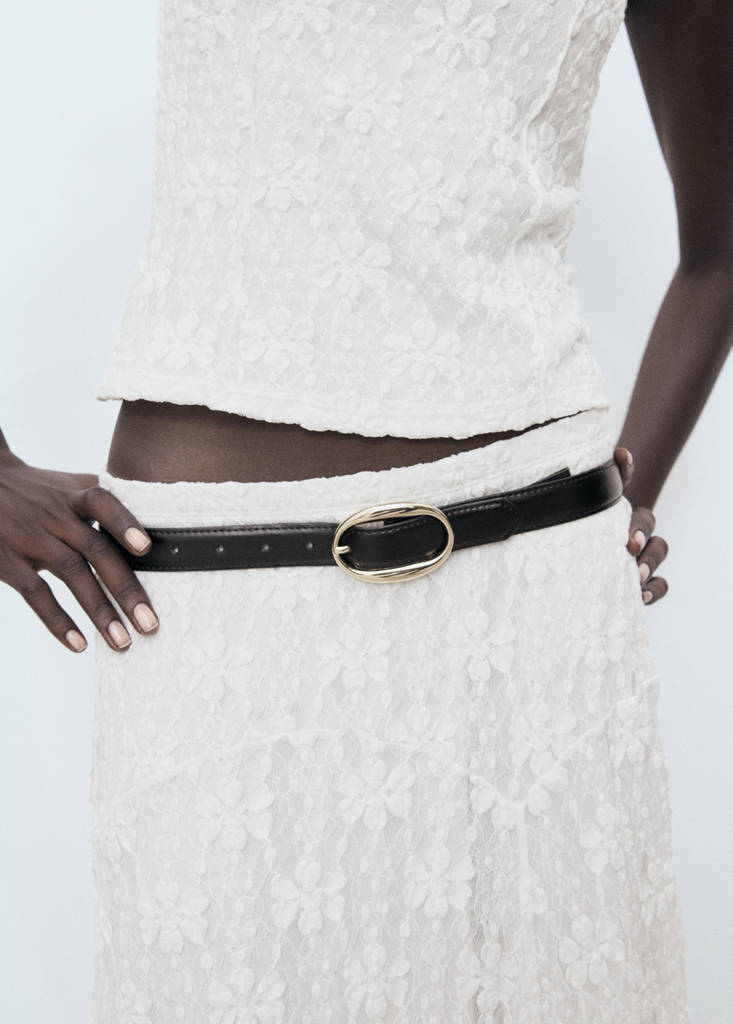 Lace midi skirt — White