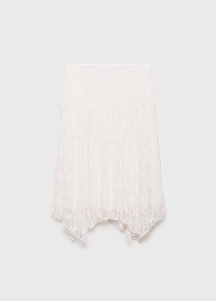 Lace midi skirt — White
