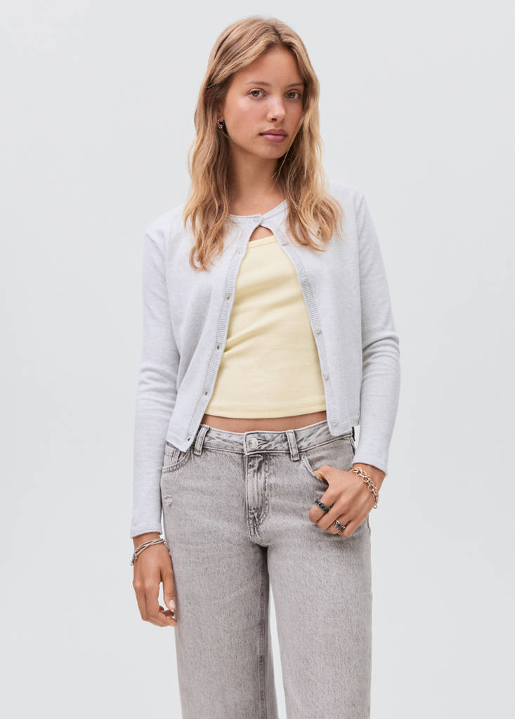 Wide leg jeans with turned-up hem — Denim Grey
