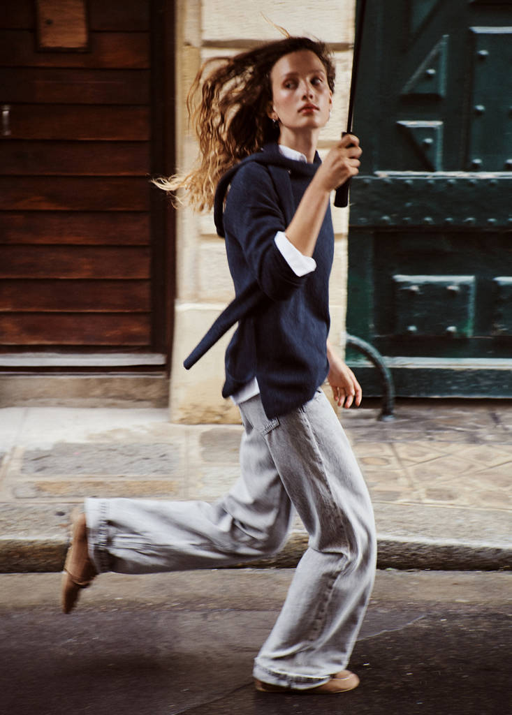 Wide leg jeans with turned-up hem — Denim Grey