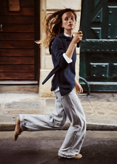 Wide leg jeans with turned-up hem — Denim Grey 1