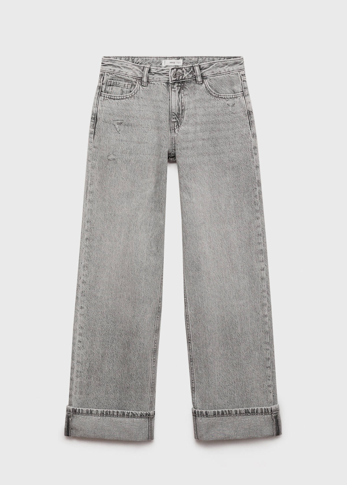 Wide leg jeans with turned-up hem — Denim Grey