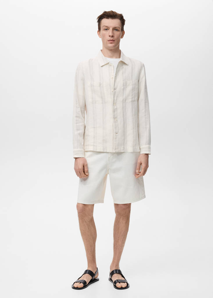 Striped linen overshirt — Off White