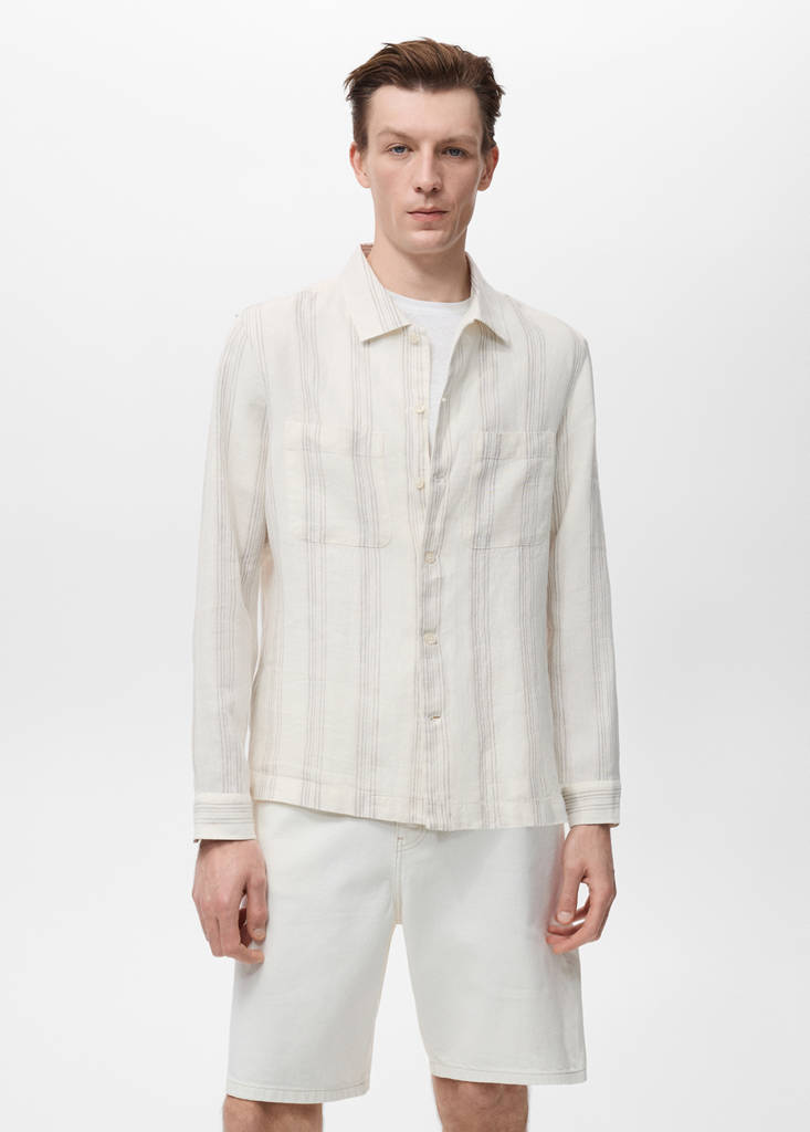 Striped linen overshirt — Off White