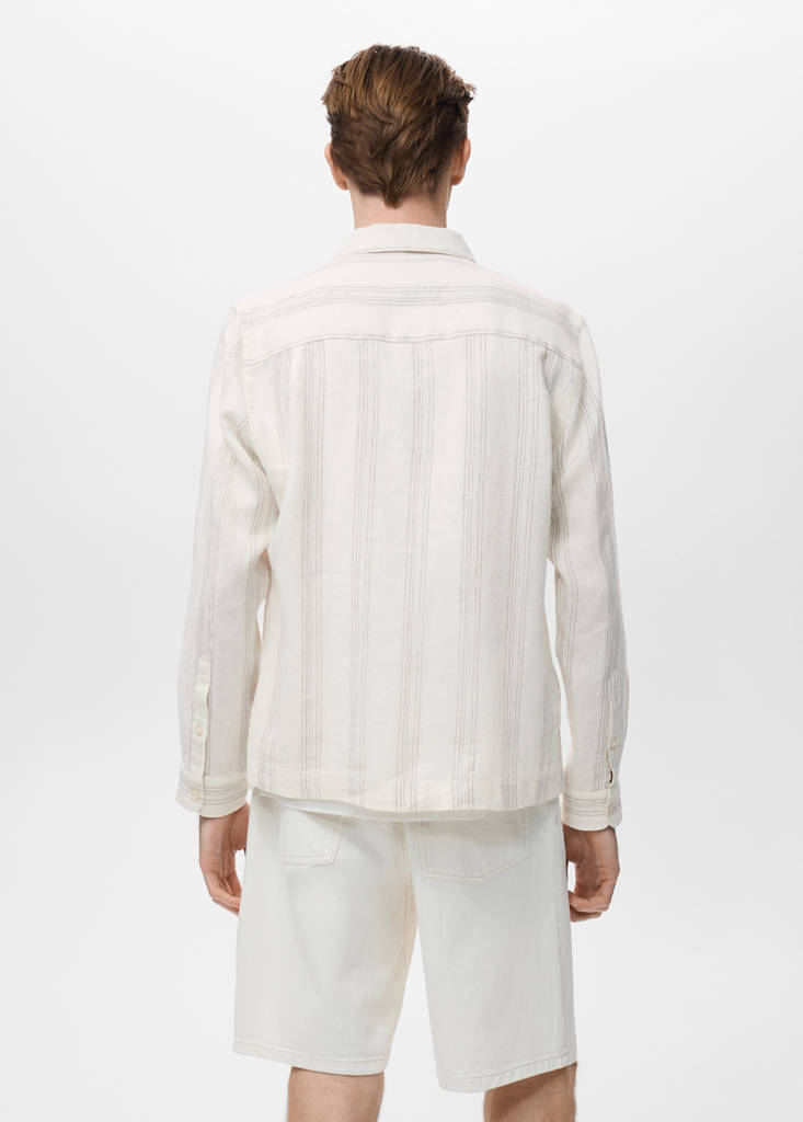 Striped linen overshirt — Off White