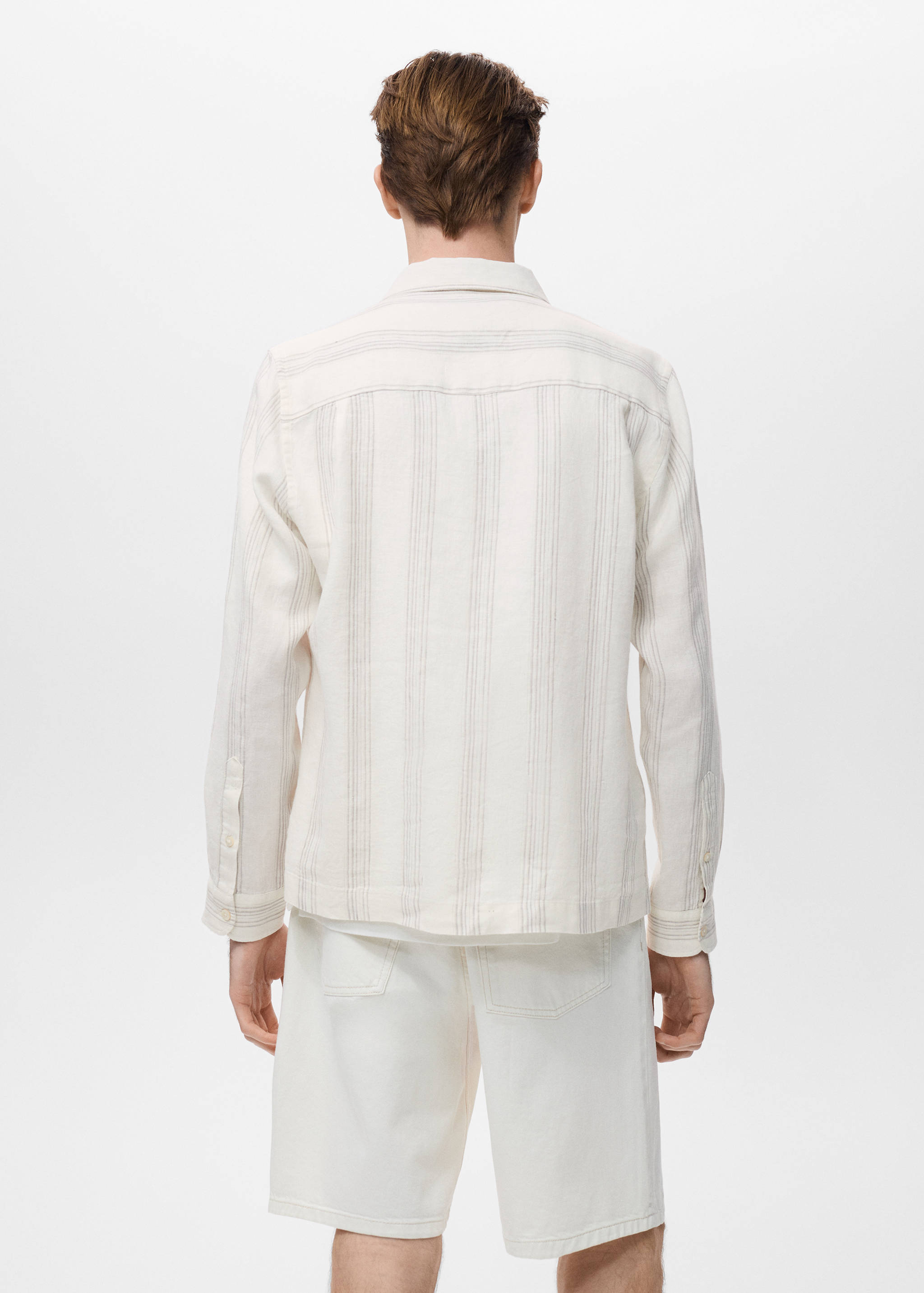 Lniana koszula wierzchnia w paski - Tylna strona artykułu