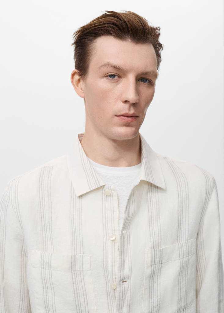 Striped linen overshirt — Off White