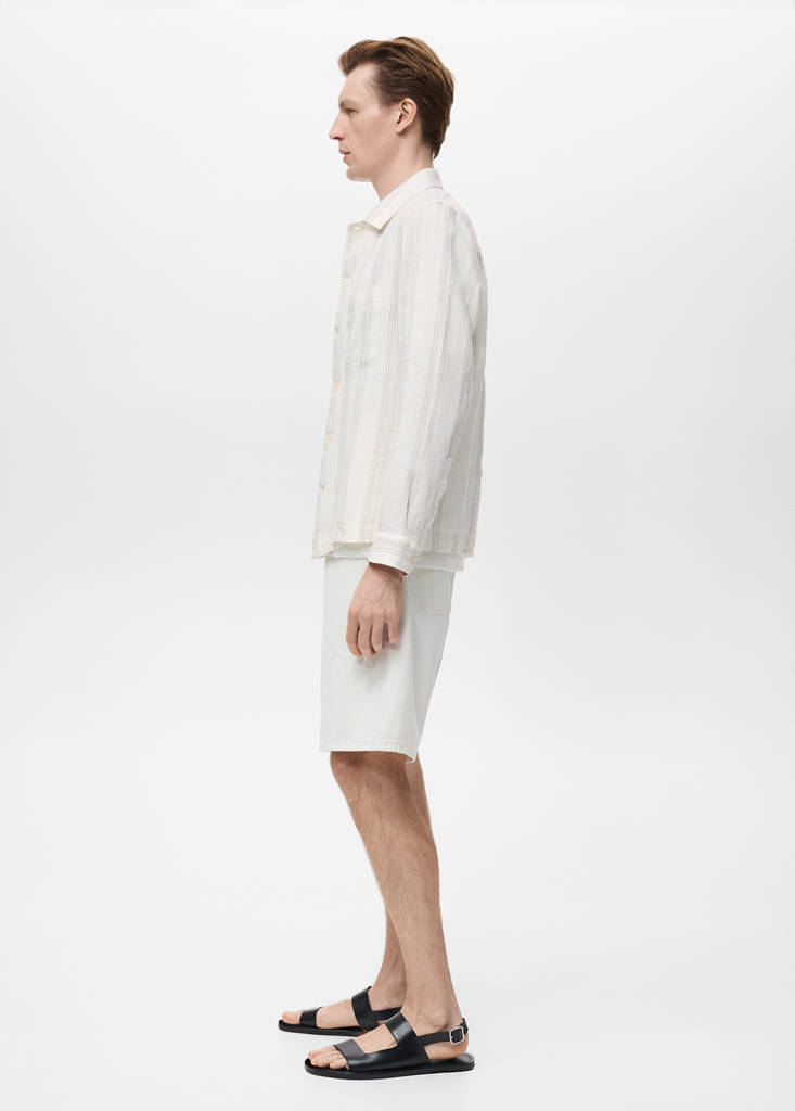 Striped linen overshirt — Off White