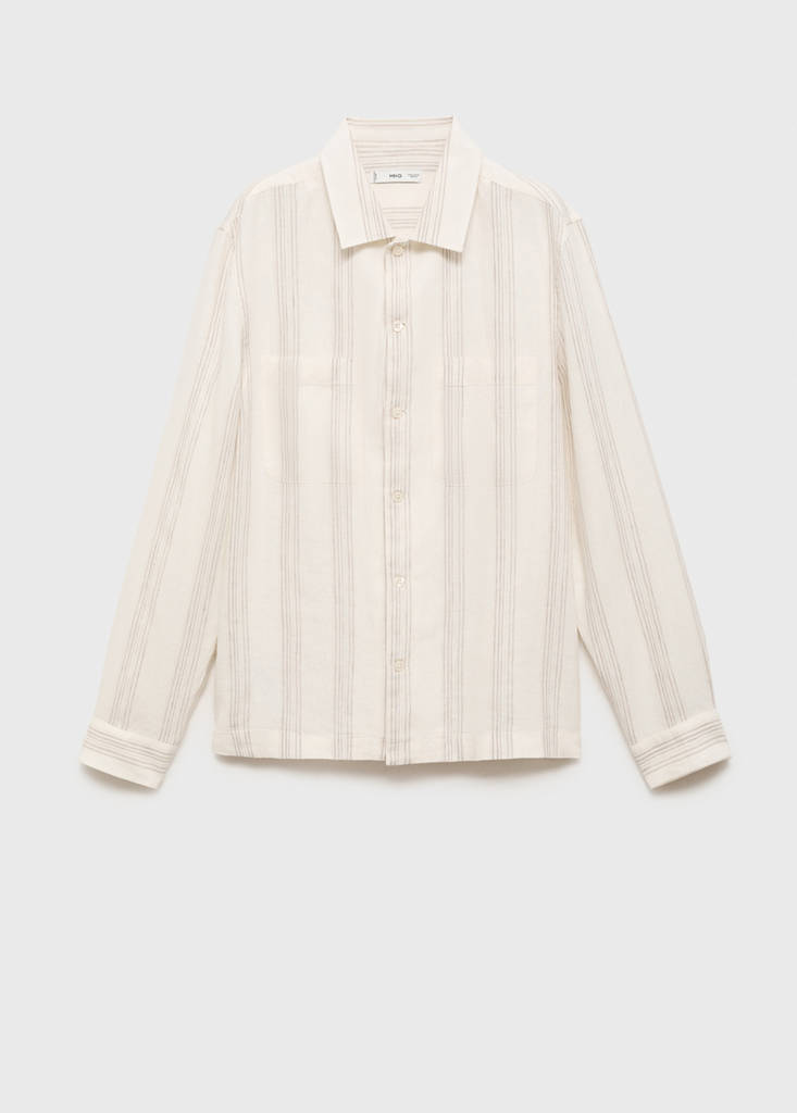 Striped linen overshirt — Off White