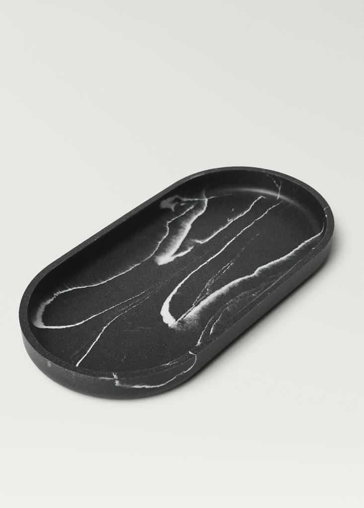 Marble-effect bath tray — Black