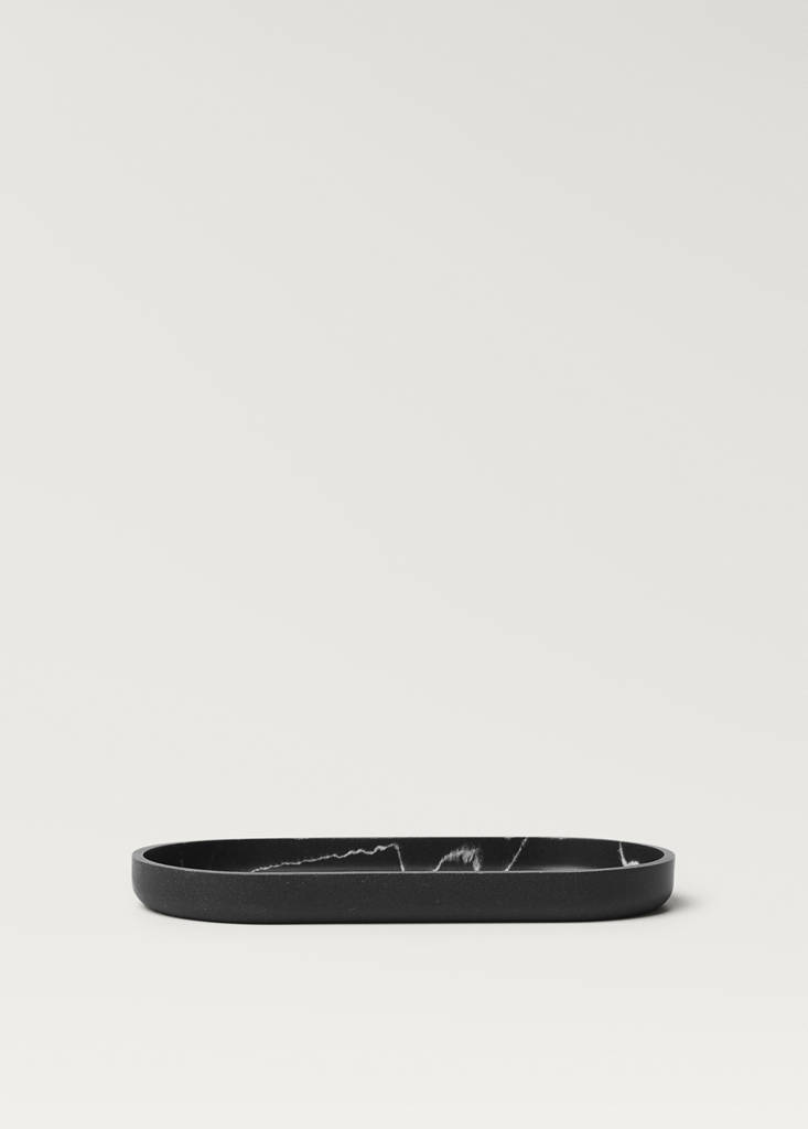 Marble-effect bath tray — Black