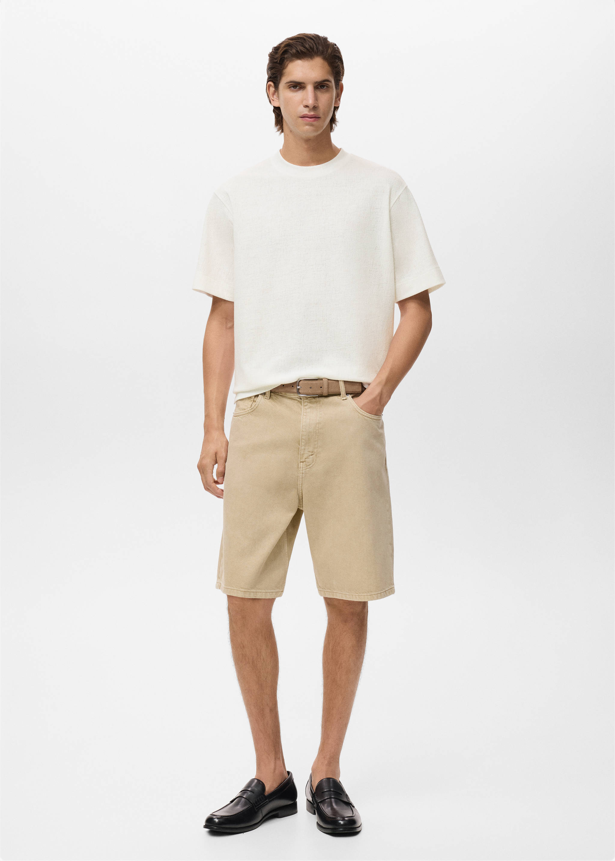 Textured cotton T-shirt - General plane