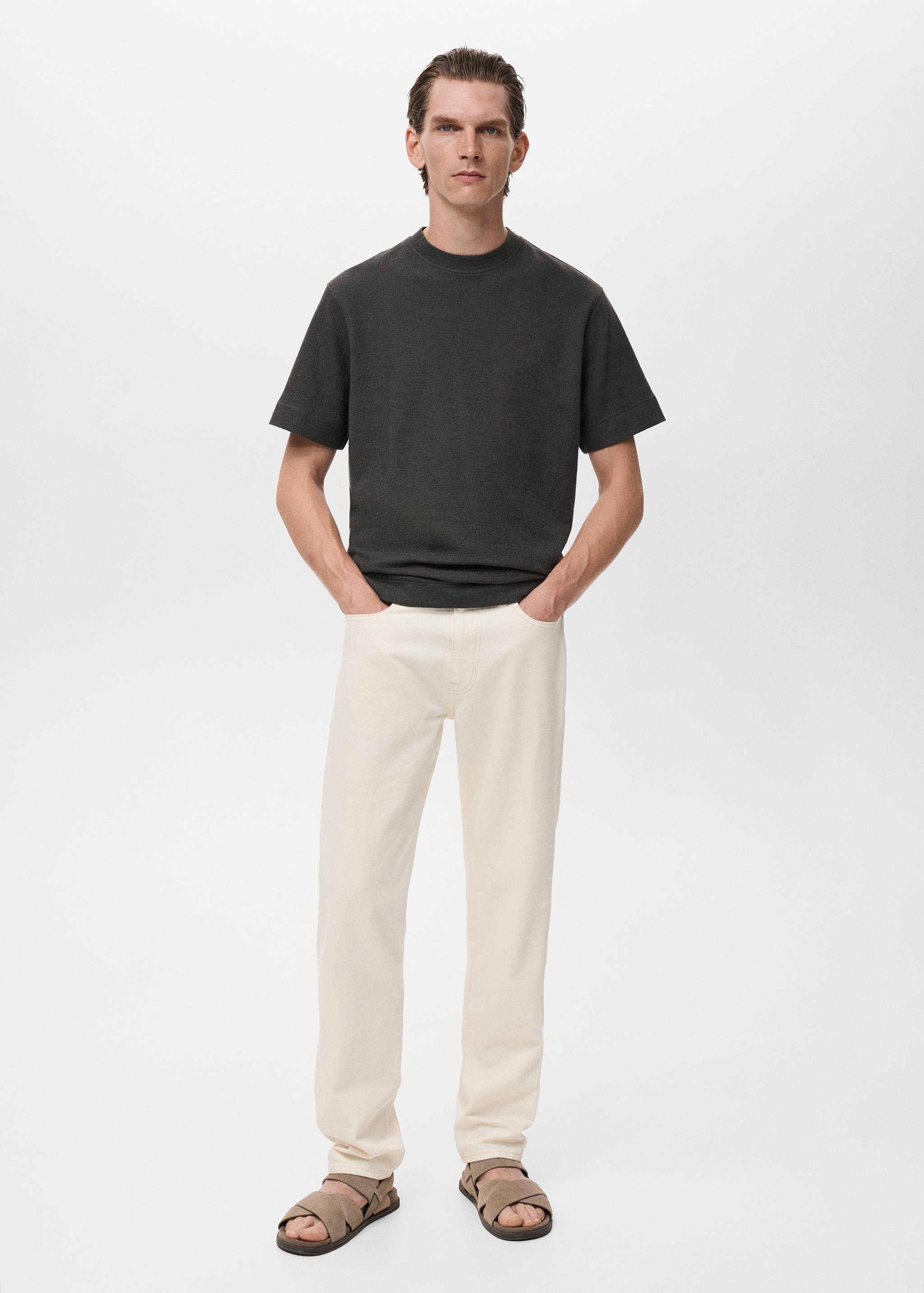 Textured cotton T-shirt - General plane