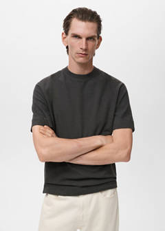 Textured cotton T-shirt — Charcoal 1