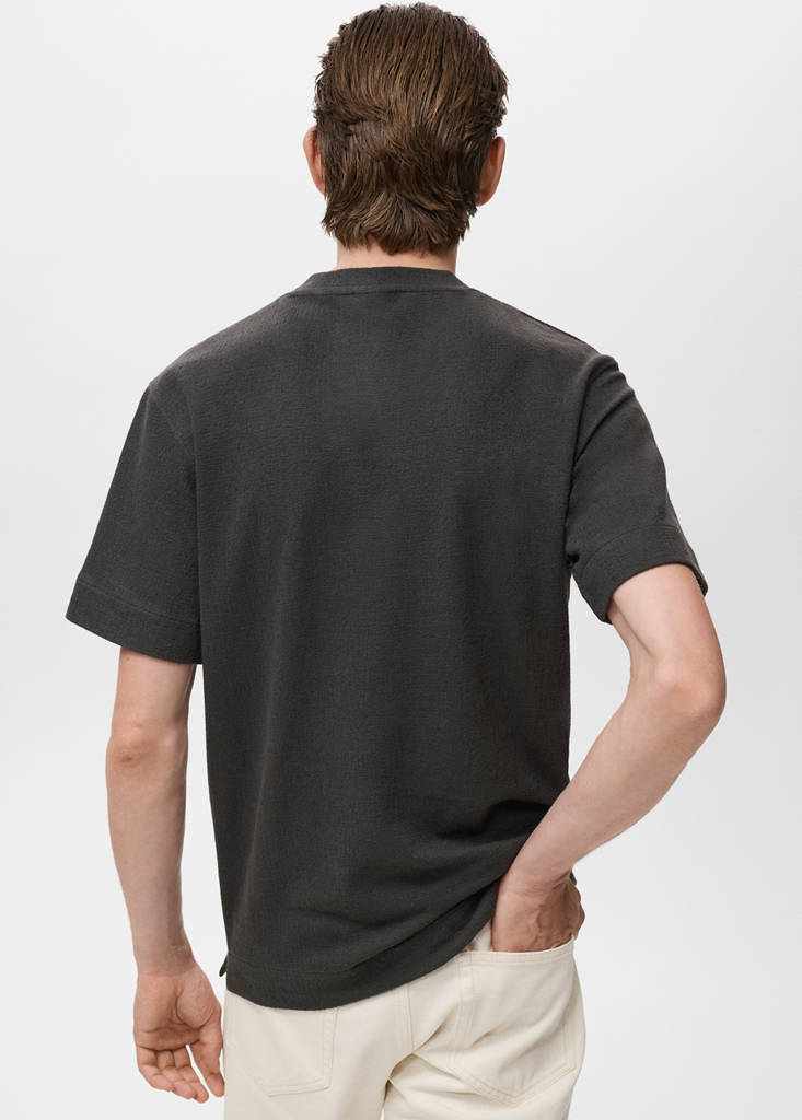 Textured cotton T-shirt — Charcoal