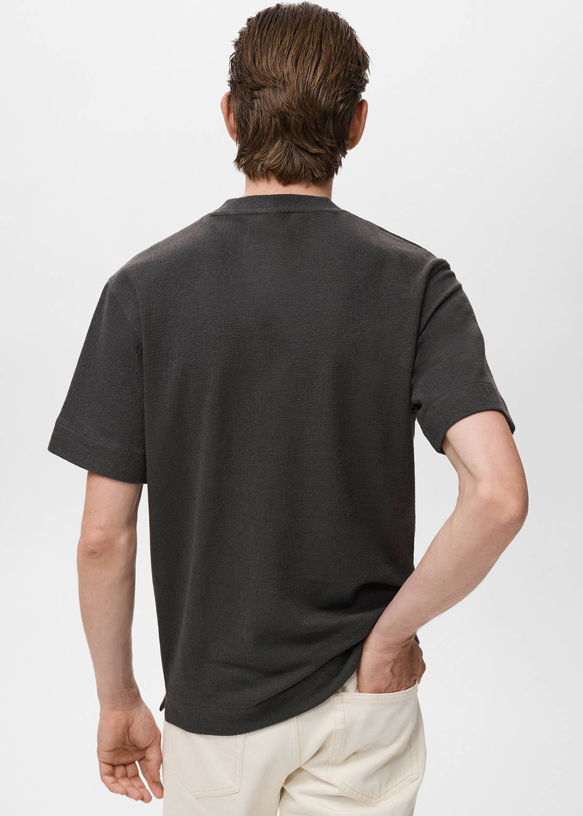 Textured cotton T-shirt — Charcoal