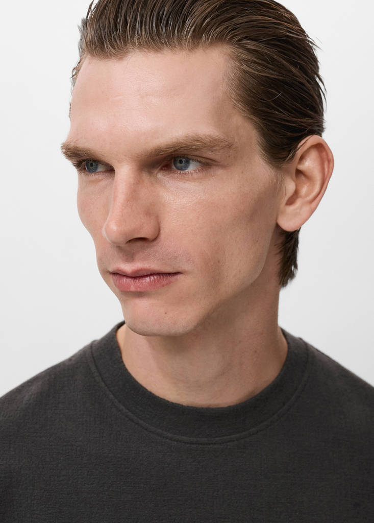 Textured cotton T-shirt — Charcoal