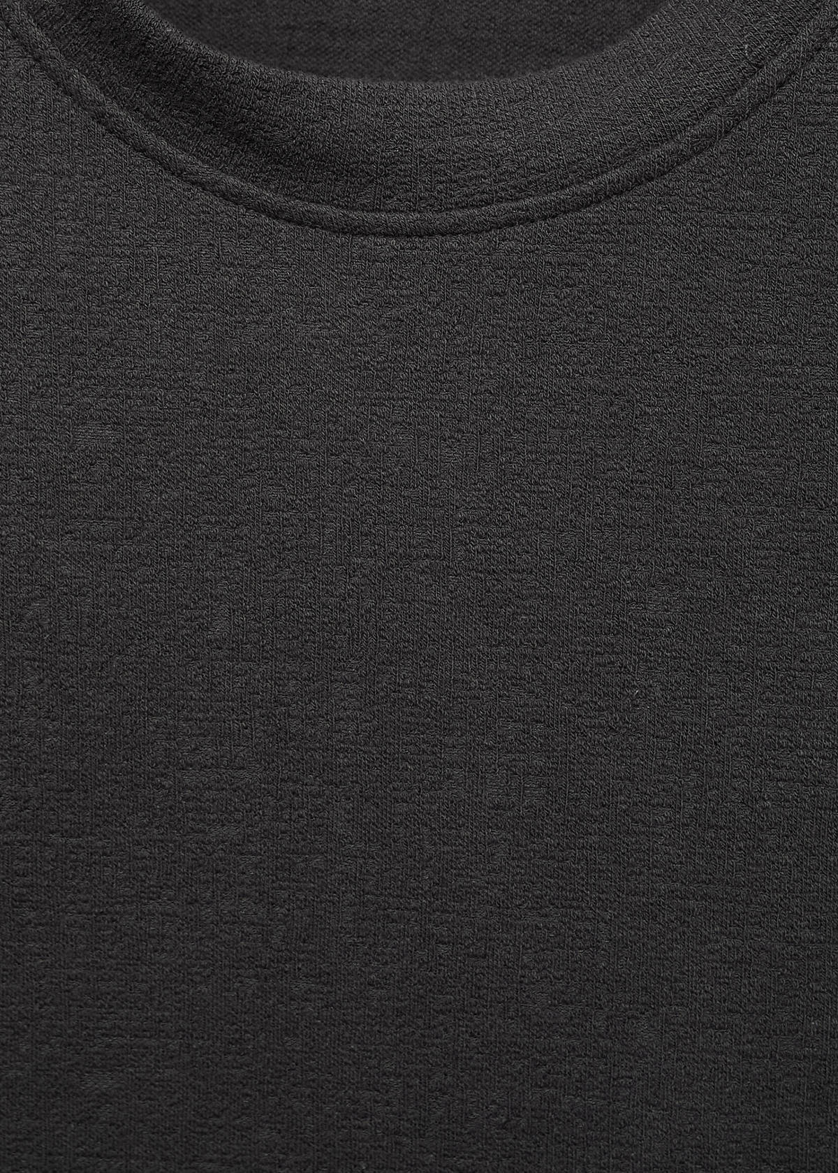 Textured cotton T-shirt — Charcoal